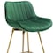 Homeroots Set of Two 29" Green and Gold Velvet and Metal Low Back Bar Height Swivel Bar Chairs 543455 - alternate 5