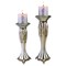 Homeroots Set of Two Silver Metallic Polyresin Ornate Tabletop Pillar Candle Holders With Candle, 2PK 468329 - alternate 5