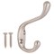 Prosource Coat and Hat Hook, 22 lb, 2-Hook, 1-1/64 in Opening, Zinc, Satin Nickel H6271007SN-PS - alternate 1