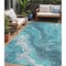 Homeroots 5' X 8' Teal Blue Gray And Ivory Abstract Washable Indoor Outdoor Area Rug 618209 - alternate 1