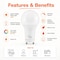 Euri Lighting A19 LED Bulb, 9W, 810 lm, 60W Eq., 4000K, GU24, CEC/JA8/Title 24, UL EA19-9W5040CG - alternate 5