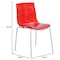 Leisuremod Astor Plastic Dining Chair with White Steel Base Water Ripple Design in Transparent Red ACW-20TR - alternate 6