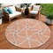 Homeroots 8' Salmon And Ivory Round Geometric Washable Indoor Outdoor Area Rug 612901 - alternate 1