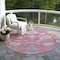 Homeroots 8' Pink Ivory And Denim Blue Round Floral Washable Indoor Outdoor Area Rug 605321 - alternate 6