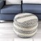 Homeroots 18" Ivory And Blue Cotton Blend Round Striped Pouf Ottoman 551565 - alternate 9