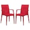 Leisuremod Weave Mace Indoor/Outdoor Arm Chair, Red, 2PK MCA19R2 - alternate 1