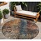 Homeroots 8' Blue Copper And Brown Round Abstract Washable Indoor Outdoor Area Rug 606058 - alternate 1