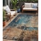 Homeroots 5' X 8' Teal Blue Black And Copper Abstract Washable Indoor Outdoor Area Rug 606075 - alternate 1