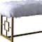 Homeroots 18in White and Gold Faux Fur And Metal Bench 347540 - alternate 4