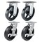 Hyw Products Heavy Duty Caster Set 8in Rubber on Cast Iron Wheels, 2 Rigid & 2 Swivel with Brake, 4PK 40-80R-A1-RC-2,40-80S-A1-RC-TB-2 - alternate 1