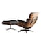 Homeroots 35" Black and Brown Genuine Leather Tufted Swivel Lounge Chair With Ottoman 526374 - alternate 7