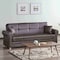 Homeroots 89" Brown Faux Leather Convertible Futon Sleeper Sofa And Toss Pillows With Storage 607108 - alternate 6
