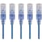 Monoprice Slim Cat6A Patch Cable, 5 Pack, 1 ft.Blue 15126 - alternate 1