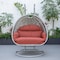 Leisuremod Mendoza Light Grey Wicker Hanging 2 person Egg Swing Chair with Cherry Cushions MSCLGR-53CHR - alternate 8