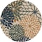 Homeroots 8' Blue Green And Orange Round Floral Indoor Outdoor Area Rug 548059 - alternate 1