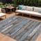 Homeroots 9' X 12' Chocolate Blue And Beige Striped Washable Indoor Outdoor Area Rug 616650 - alternate 1