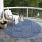 Homeroots 8' Navy Blue And Ivory Round Geometric Washable Indoor Outdoor Area Rug 596952 - alternate 6