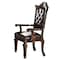 Homeroots Set of Two Tufted Brown and Redwood Upholstered Faux Leather And Solid Wood Dining Arm Chairs, 2PK 573370 - alternate 4