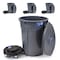 Magnum Tool Gray 55 Gallon Trash Can Set (Trash Can, Quiet Dolly, and Reinforced Lid) (4 Set) CMTC-CLD0-55G04 - alternate 1