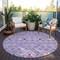 Homeroots 8' Lavender Ivory And Blue Round Geometric Washable Indoor Outdoor Area Rug 612198 - alternate 6