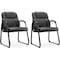 Simple Deluxe Office Chair No Wheels, Waiting Room Chairs, Leather Guest Chair with Padded Arms, Black, 2PK 3A88OPCHAIR61302PBLK - alternate 1