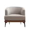 Homeroots 29" Beige Terra Cotta and Black Linen Upholstered Wood Barrel Chair 653113 - alternate 1