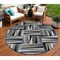 Homeroots 8' Black Gray And Ivory Round Geometric Washable Indoor Outdoor Area Rug 598240 - alternate 1