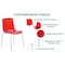 Leisuremod Astor Plastic Dining Chair with White Steel Base Water Ripple Design in Transparent Red ACW-20TR - alternate 7