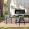 Armen Living Cayman Outdoor Patio Dining Chairs with Arms in Aluminum with Gray Cushions - Set of 2 LCCCCHBL - alternate 6