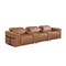 Homeroots 126" Chestnut Top Grain Leather Reclining Metal USB Sofa 720366 - alternate 8