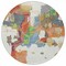 Homeroots 8' Ivory Pink And Green Round Abstract Washable Indoor Outdoor Area Rug 599582 - alternate 5