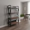 Homeroots 56" Black And Brown Metal and Wood Four Tier Etagere Bookcase 683393 - alternate 4
