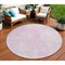 Homeroots 8' Pink And Ivory Round Geometric Washable Indoor Outdoor Area Rug 577579 - alternate 1