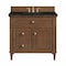 James Martin Vanities Lorelai 36" Single Vanity, Mid-Century Walnut, w/ 3 CM Phantome Eclos Top 424-V36-WLT-3PHT - alternate 1