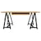 Homeroots 60" Natural and Black Solid Wood and Metal Trestle Executive Desk 608136 - alternate 11