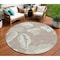 Homeroots 8' Taupe Beige And Ivory Round Floral Washable Indoor Outdoor Area Rug 589580 - alternate 1