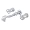 Kingston Brass Two-Handle Wall Mount Tub Faucet with Knurled Handle, Polished Chrome KS5021RKX - alternate 1