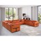 Homeroots Camel Italian Leather Power Reclining U Shaped Twelve Piece Sectional With Console 634660 - alternate 7