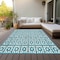 Homeroots 5' X 8' Teal Blue And Ivory Geometric Washable Indoor Outdoor Area Rug 613808 - alternate 7