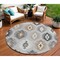 Homeroots 8' Silver Beige And Charcoal Round Southwestern Washable Indoor Outdoor Area Rug 615172 - alternate 1