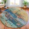Homeroots 8' Teal Blue Orange And Beige Round Abstract Washable Indoor Outdoor Area Rug 631457 - alternate 4
