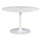 Homeroots 47" White Rounded Marble And Steel Pedestal Base Dining Table 394617 - alternate 5