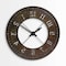 Homeroots 57" Round Industrial Brown Wall Clock 376238 - alternate 4
