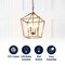 Jonathan Y Pagoda 12" 4-Light Classic Traditional Metal Cage Lantern LED Pendant, Antique Gold JYL7436B - alternate 15