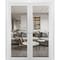 Sartodoors Solid French Double Doors Clear Glass, Lucia 2166 White Silk, Wood Solid Panel Frame Trims, Close LUCIA2166DD-WS-6084 - alternate 1