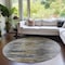 Homeroots 8' Gray Charcoal And Silver Round Abstract Washable Indoor Outdoor Area Rug 587652 - alternate 8