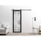 Sartodoors Sturdy Barn Door Frosted Tempered Glass Planum 2112 Black 18x96 Solid Core Modern Interior PLANUM2112BD-B-BLK-18 x 96 - alternate 5
