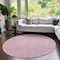 Homeroots 8' Pink And Ivory Round Chevron Washable Indoor Outdoor Area Rug 596287 - alternate 8
