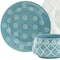 Homeroots Turquoise Sixteen Piece Round Trellis Ceramic Service For Four Dinnerware Set 534543 - alternate 8