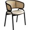 Leisuremod Ervilla Dining Arm Chair with Wicker Back and Leather Seat in Beige EC20BG-L - alternate 1